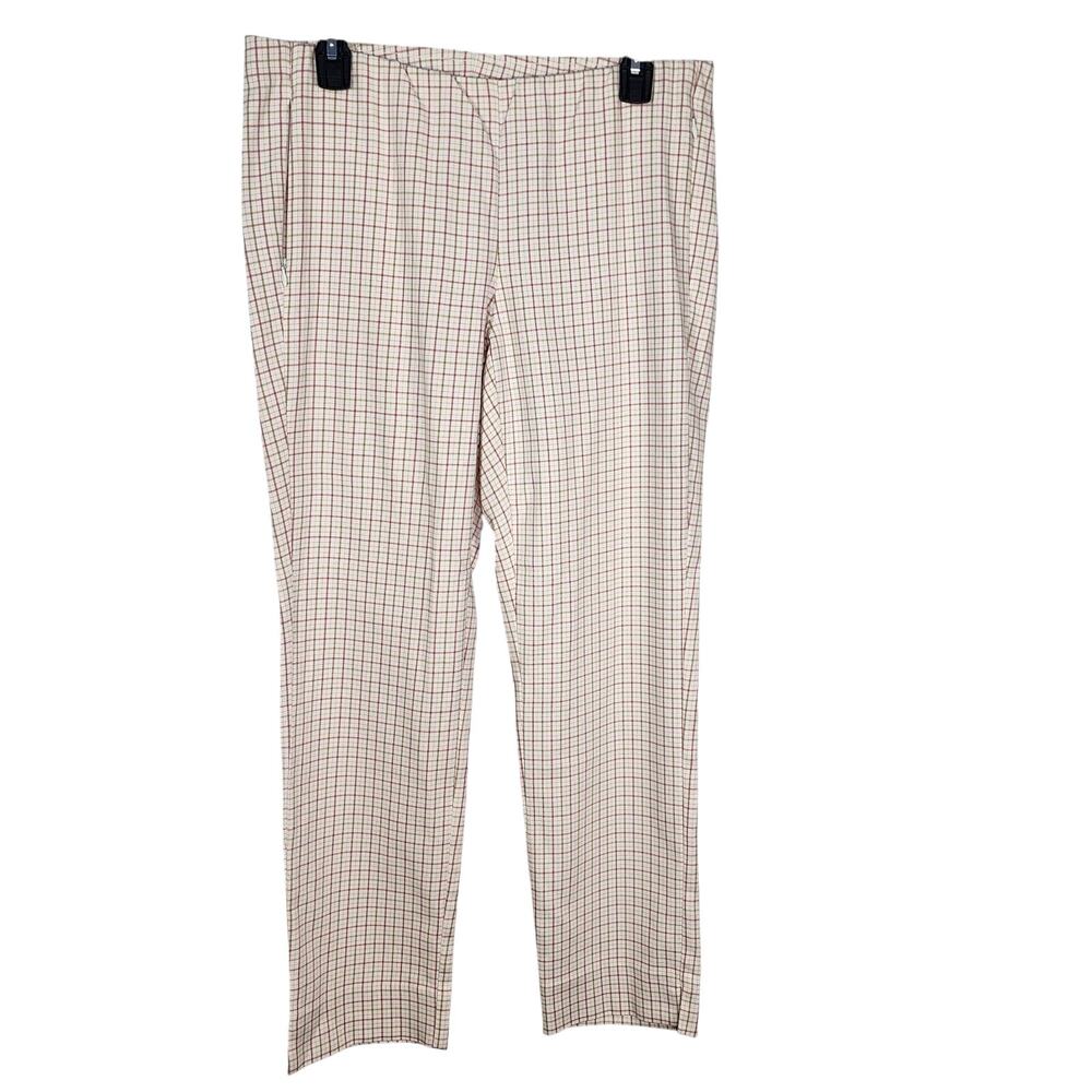 J. Jill Pants Women Size 10 Pink Plaid Essential Cotton Stretch Pull On Mid-Rise